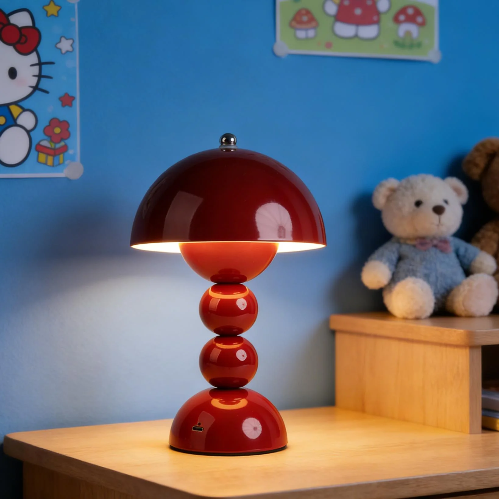 LED Flower Bud Desk Lamp Charging Touch Switch Room Decoration Bedroom Mushroom Lamp Restaurant Atmosphere Lamp
