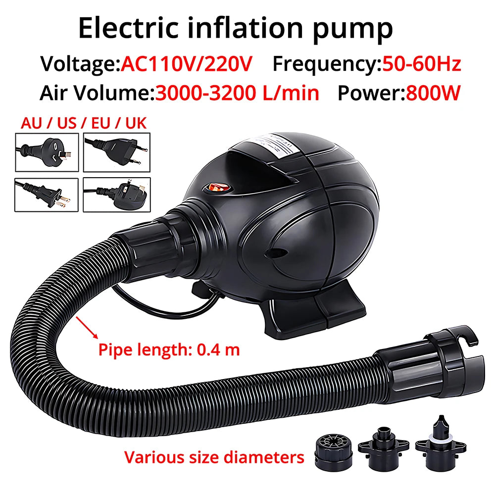 800W Electric Air Pump 2-in-1 Inflate Deflate Voltage：AC110/220V AU US EU UK Plug for Pool Boat Yoga Mat Vacuum Bag、air Bed