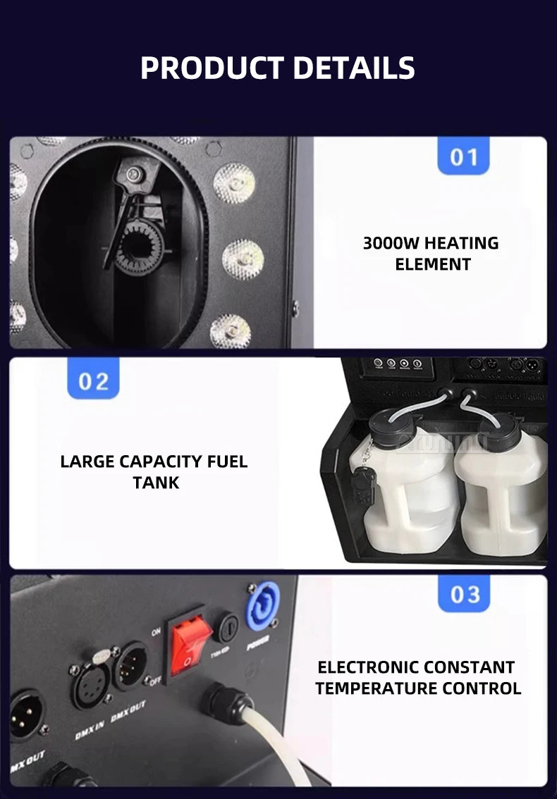 Dual Nozzle LED Smoke Bubble Machine, Stage Effect for Wedding Party, Stage Prop with Fog Bubble Blower