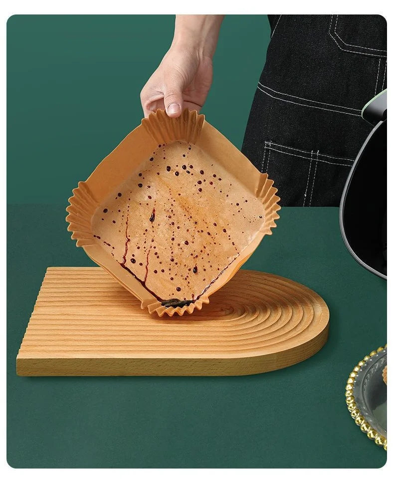 50/100PCS Air Fryer Special Paper Tray Household High Temperature Resistant Oil Absorbing Paper Pad Square Baking Paper Kitchen
