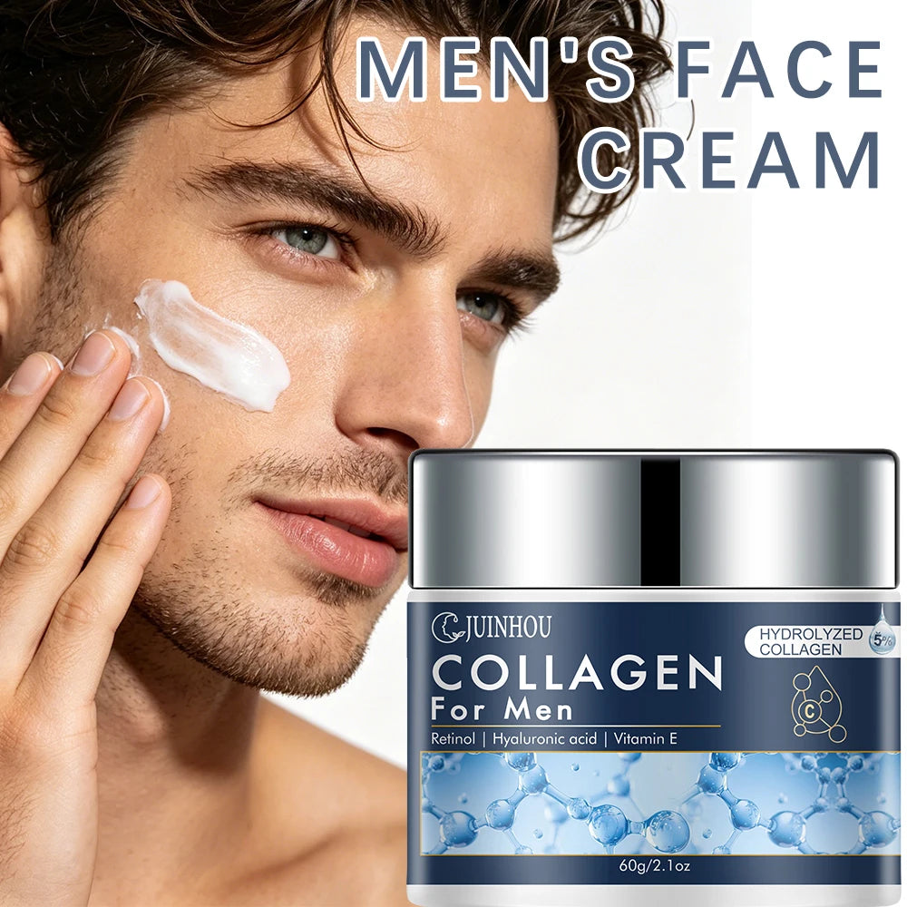JUINHOU Men's Daily Anti-aging Hydration Face Cream Collagen Retinol Moisturizing Oil Control Firming Skin Refreshing Non-Greasy