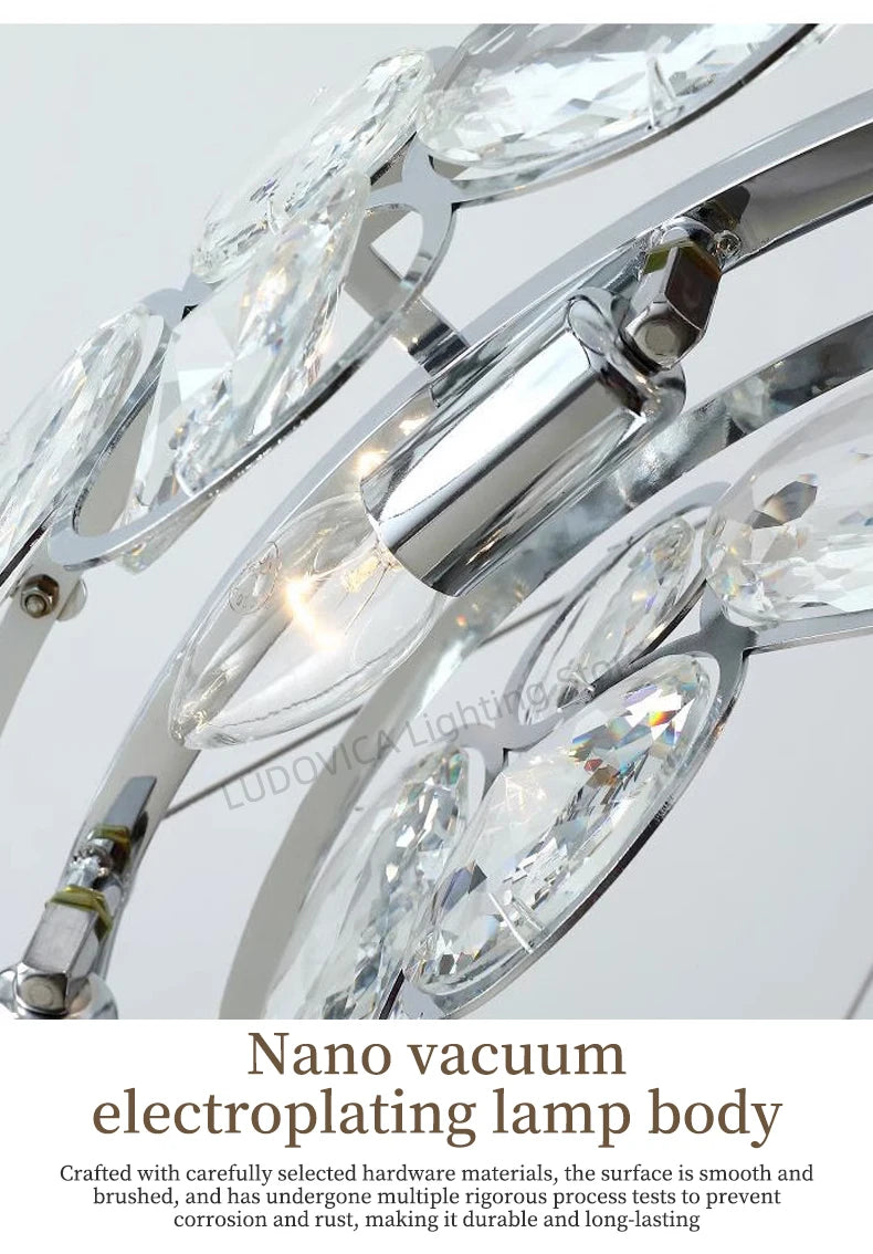 Modern Crystal Chandelier Luxury Villa Living Room Bedroom Dining Room Kitchen Modern LED Ceiling Hanging Lamp