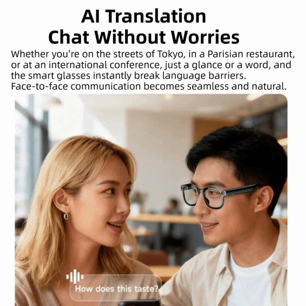 Real-time Translation AI Smart Glasses Wearable Tech 1080P Video Recording Smart AI Glasses AI Voice Waterproof