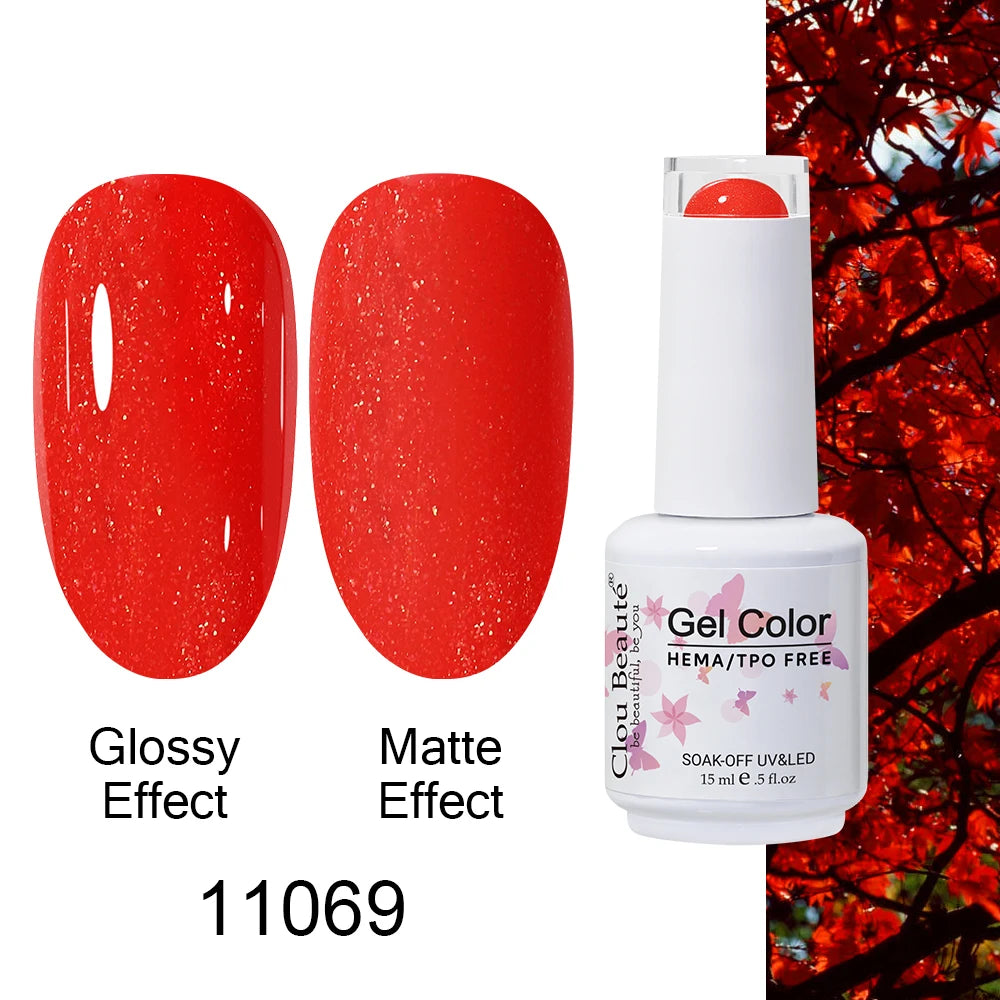 Clou Beaute HEMA TPO FREE Caramel Brown Wine Red Coffee Gel Nail Polish High Pigment Autumn Nail Art Full Coverage UV Varnish