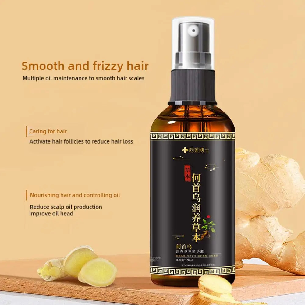 Hair Loss Solution Hair Growth Serum Spray For Men And Women,Hair Serum Polygonum Multiflori Radix, Ginger,Hair Care Essence Oil