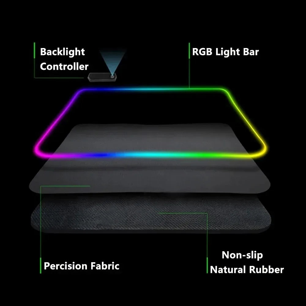 XXL RGB Gaming Mouse Pad 3D Geometric Desk Mat Game Accessories Large LED Light Rubber Anti-slip PC Computer Carpet with Backlit