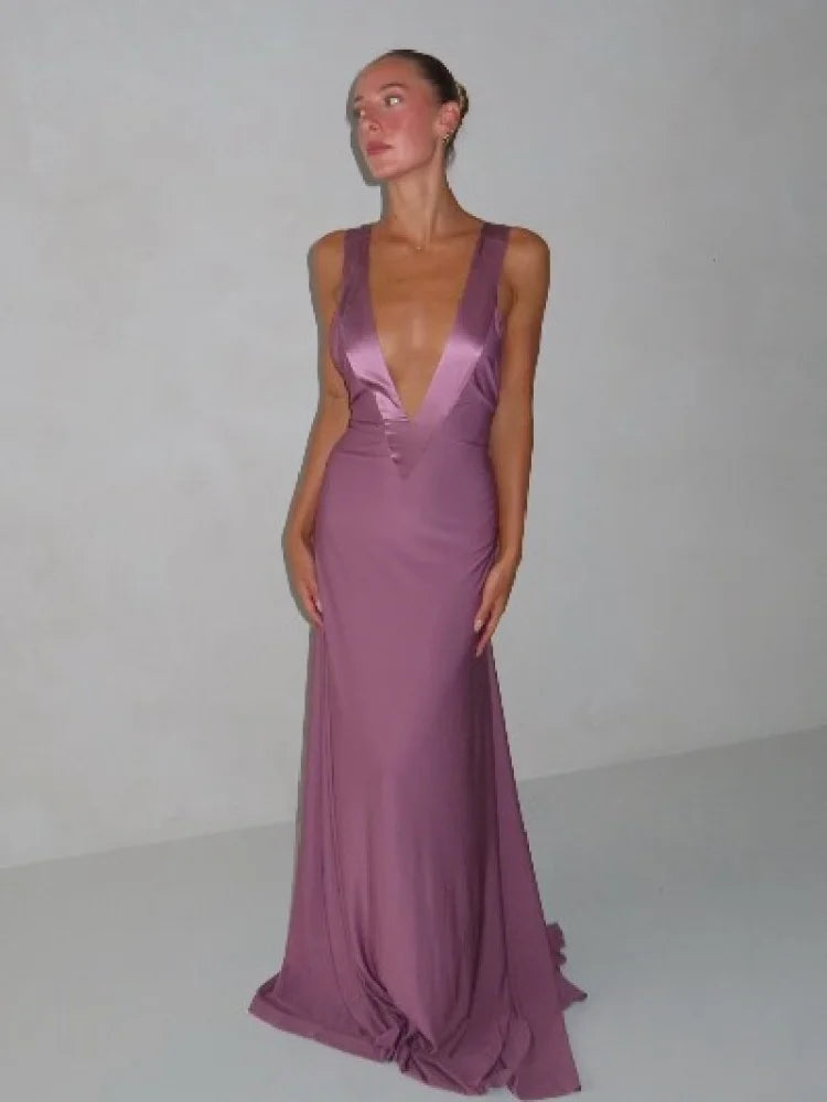 Trendy Minimalist Maxi Dress Designers Satin Floor-length Bodycon Women Formal Gown Romantic Club Wedding Guest Outfit