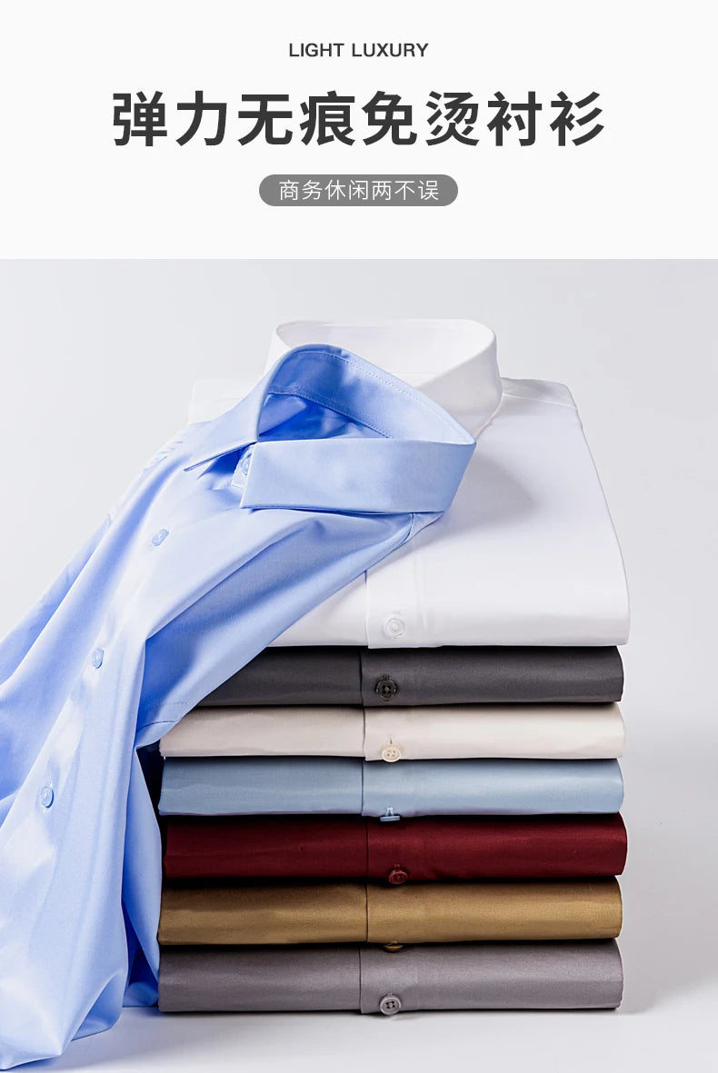 Men Shirt Glossy Long Sleeve Plus Size 5XL 6XL 7XL Oversize Loose Casual Dress Shirt Autumn Comfortable Office Work Business