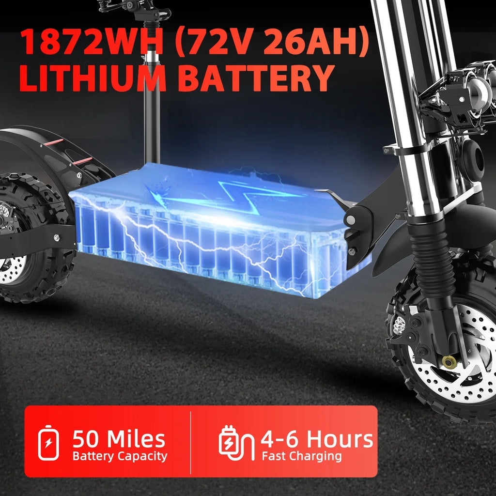 1200W-6000W SingleDual Motor Electric Scooter Adults 72V 60V 52V 48V Off Road Winter Snow Anti-Slip Foldable E-Scooter