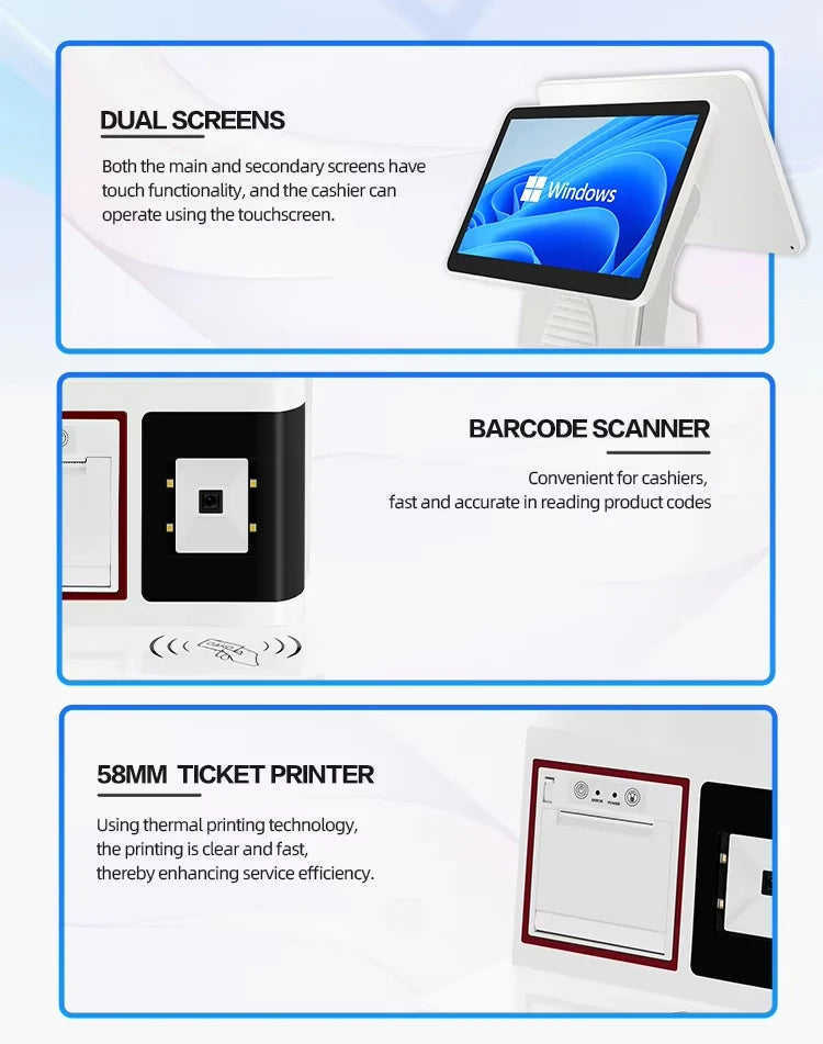 Full-Function All-in-One Touch Screen POS System Premium Cash Register Hardware Machine