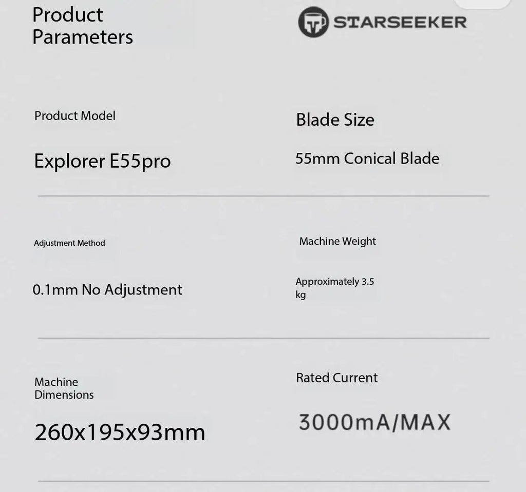 Explorer E55 Pro Electric Coffee Grinder - Household Espresso Small Titanium-Plated Conical Burr for Pour Over