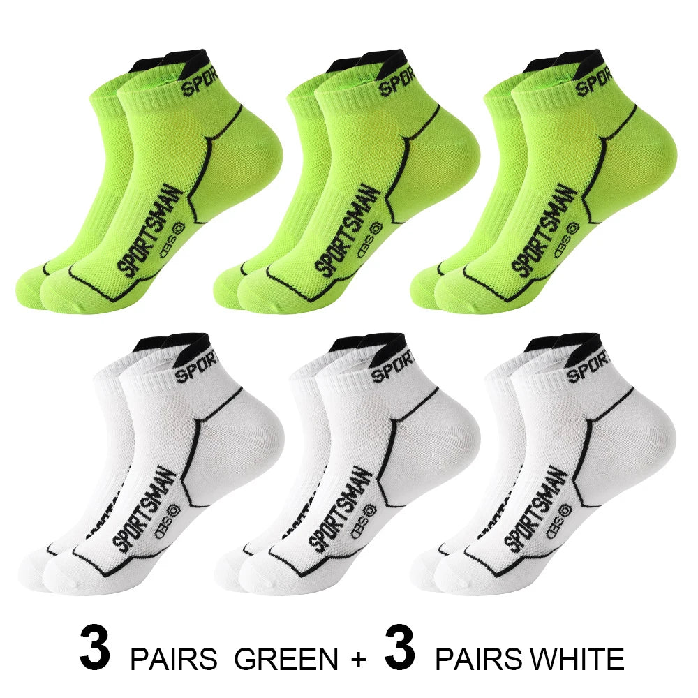 6 Pairs/Lot Spring Summer Men's Sports Running Socks Protective Ankle Socks Thin Breathable Deodorant Fitness Short Socks 38-44