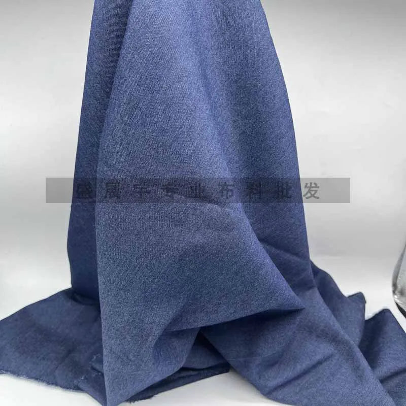 Thin Elastic Denim Fabric By The Meter for Clothing Shirts Jackets Pants Dresses Skirts Bags DIY Sewing Washed Cloth Soft Black