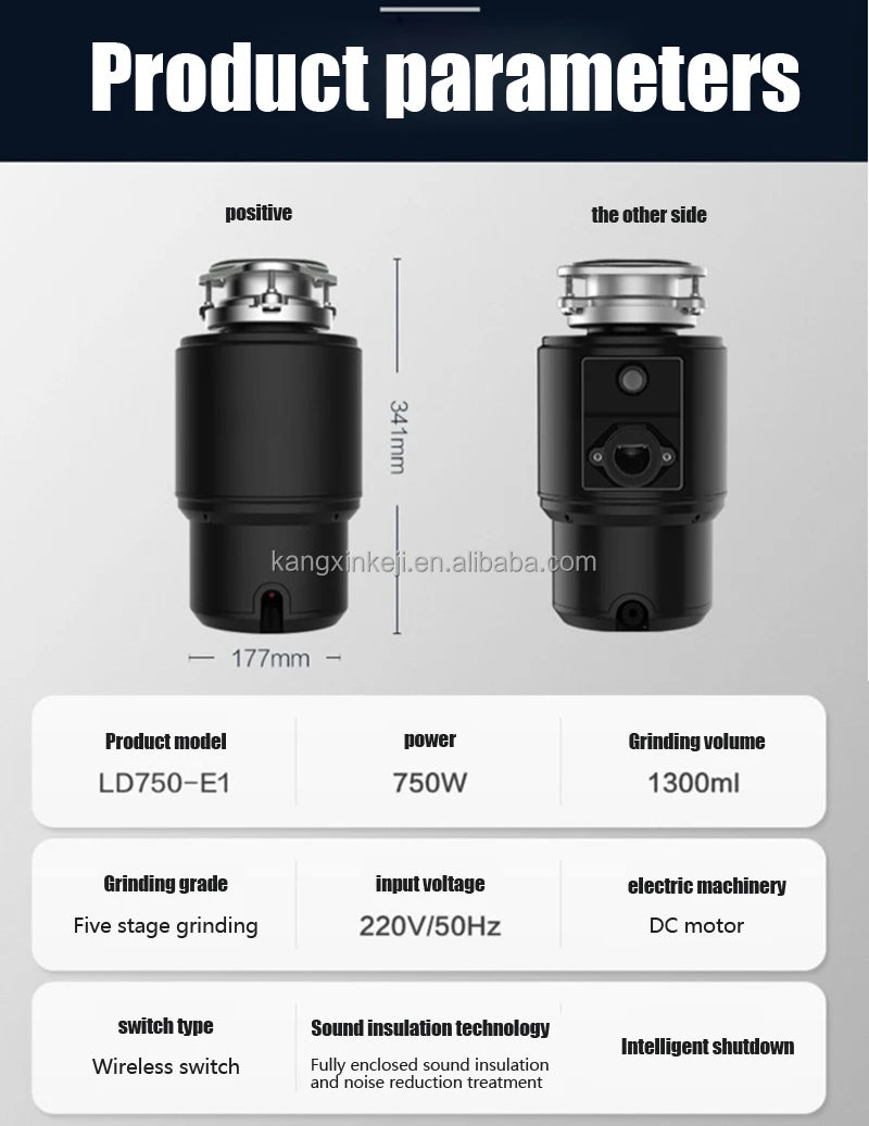 Airo Hot Sale Kitchen Food Waste Disposer Garbage Processor with Motor Sink Waste Crusher