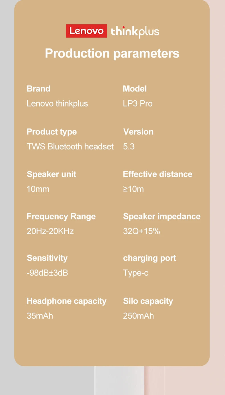 Lenovo Earphones TWS Wireless Bluetooth 5.3 Earbuds HiFi Stereo Noise Reduction Headphones Touch Control HD Call with Mic New