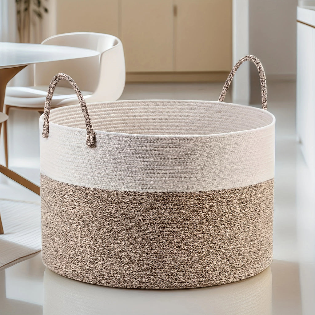Extra Large Storage Basket, 70L Woven Blanket Storage for Living Room, Round Basket for Clothes, Big Laundry Hamper