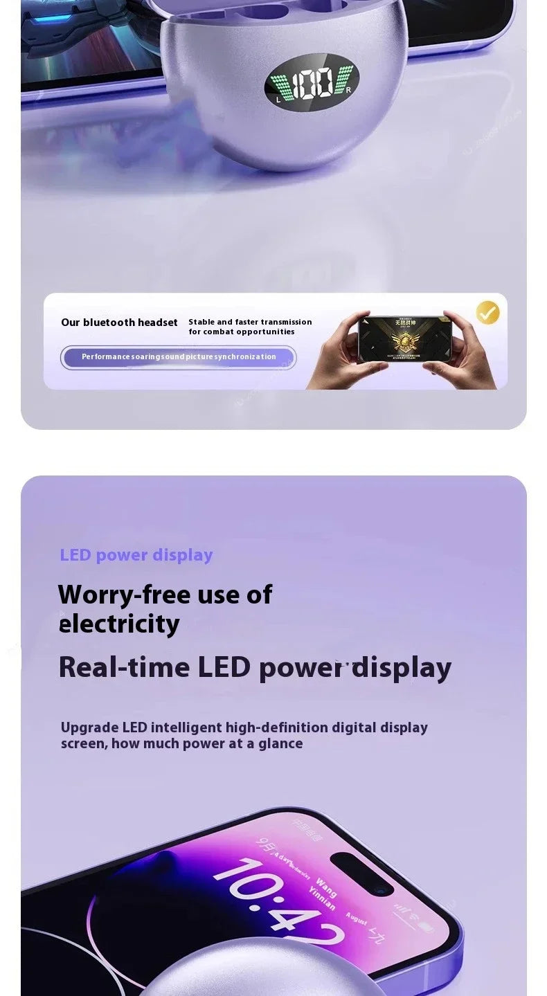Wireless Bluetooth Earphones Clip-on Q71 Earphone High Sound for Xiaomi Earbuds Led Display Headphones Music Sports Headset