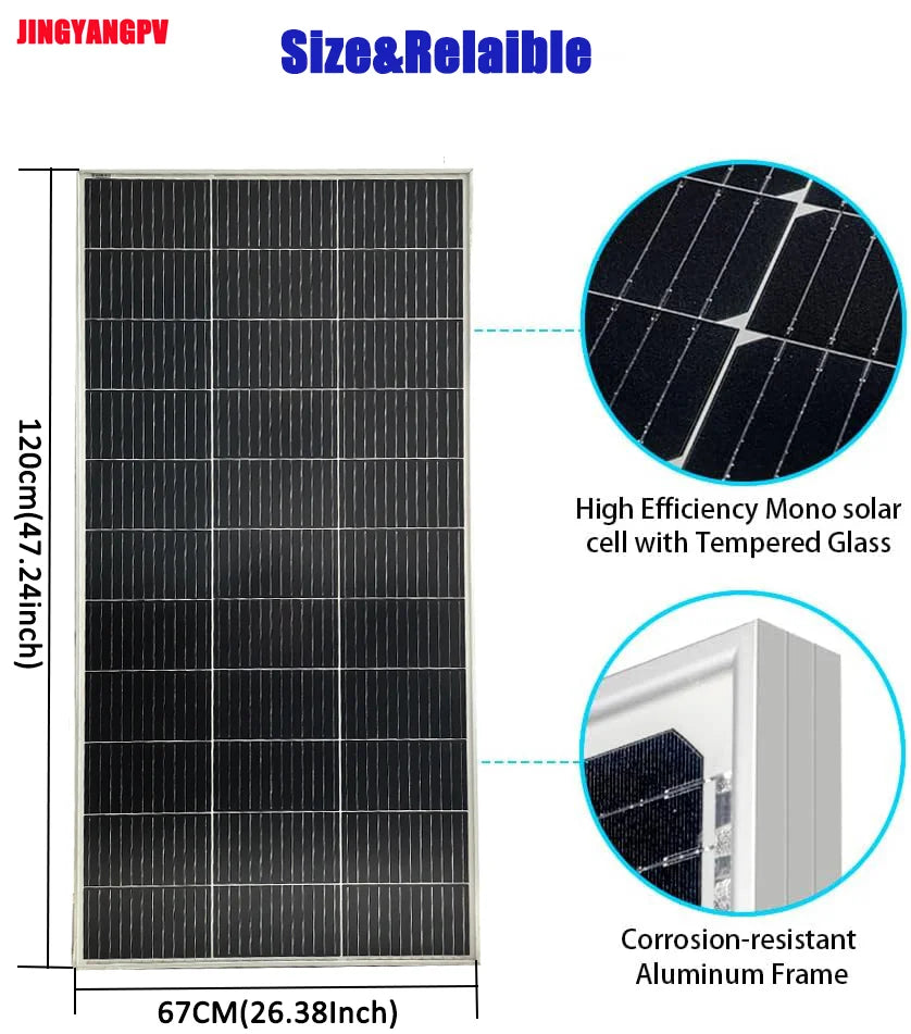 12V Solar Panel 120w 240W 18V Rigid Solar Panels 25 Year Photovoltaic Monocrystalline Cell 12V Battery Charge For Camping