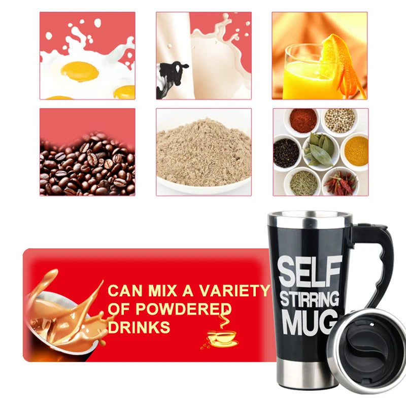 450ML Automatic Stirring Electric Mixing Cup Coffee Milk Self Stirring Mug Stainless Steel Thermal Smart Double Insulated Cup