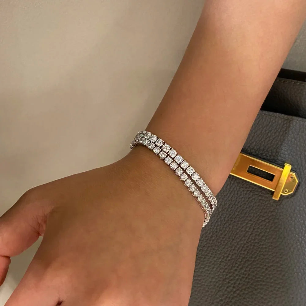 OEVAS Full Moissanite Tennis Bracelet 925 Silver Plated 18k Gold for Women Man Wedding Party Fine Jewelry Can Pass Diamond Test