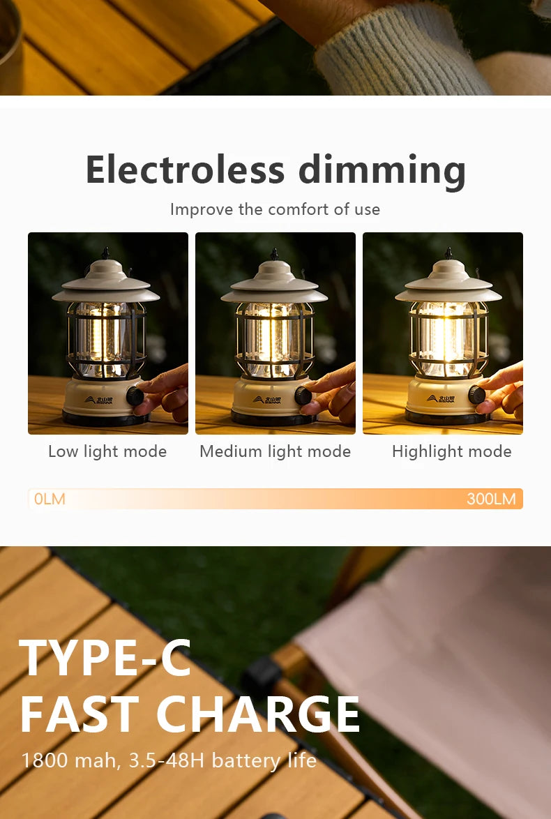 BISINNA Camping Lights Long Endurance Outdoor Tent Lights Rechargeable/Battery Waterproof Camping Lights Retro Atmosphere Lights