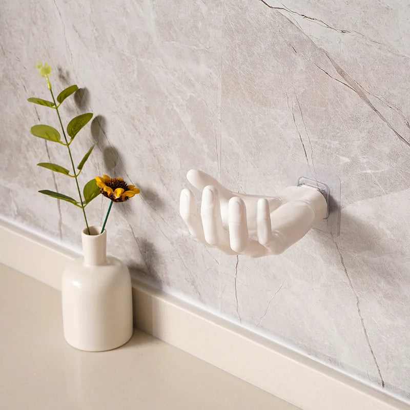 Funny Palm Up Hook Soap Holder Finger Hand Shape Design Wall Hanger Hooks Bathroom Storage Display Rack Decor Home Organization
