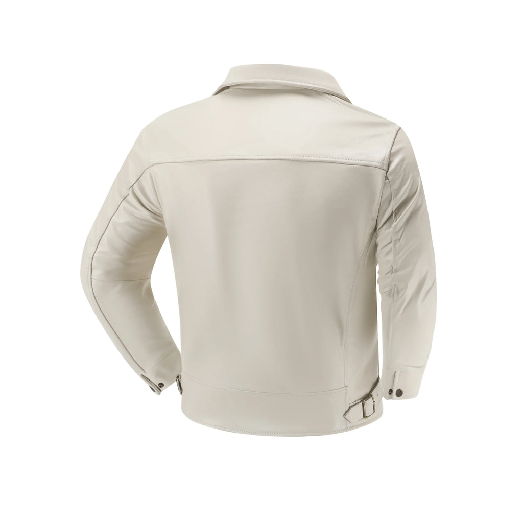 Men's Genuine Leather Jacket White Lapel Calfskin Jacket Natural Cowhide Men's Coat Slim Fit Top Layer Cowhide Biker Jacket