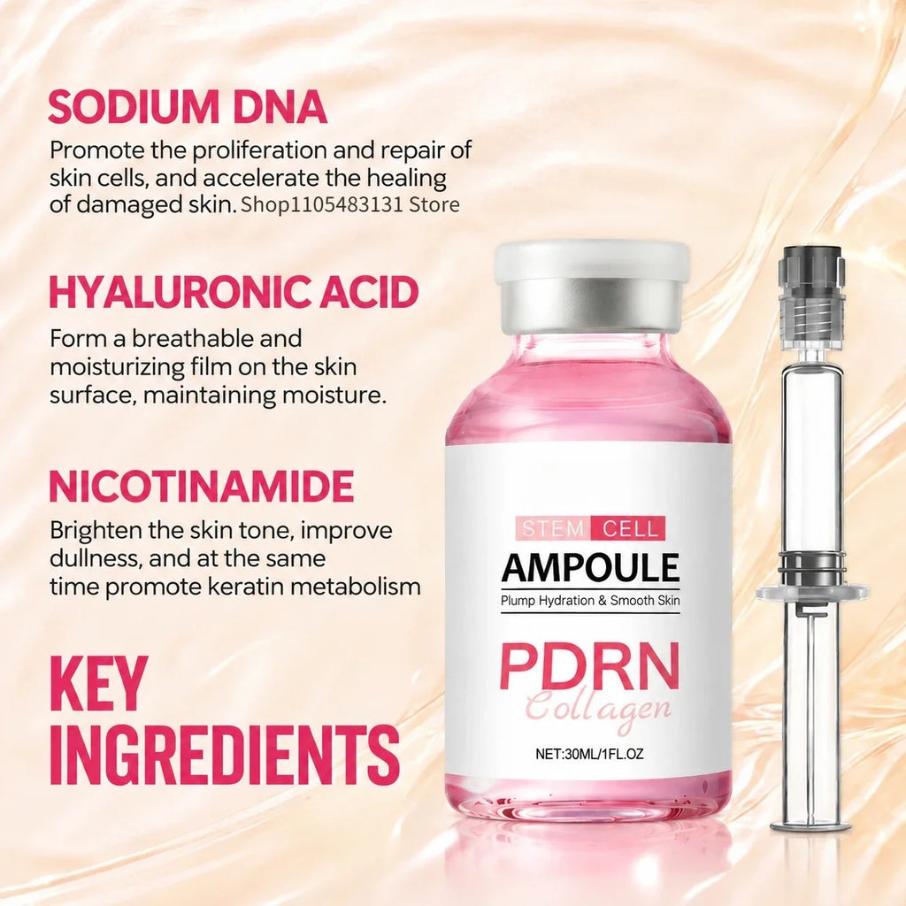 Stem Cell Serum PDRN Ampoule Collagen Moisturizing Anti-Aging Essence Reduce Fine Lines Wrinkle Tighten Brighten Face Skin
