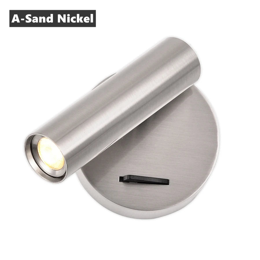 LED Wall Lamps with Switch Rotatable Adjust Aluminum 3W Spotlight Bedside Reading Light Hotel Bedroom RV Sconce Light Fixture