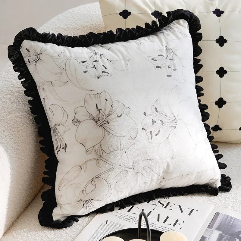 45x45/30x50cm Black White Embroidered Pillow Cover Decorative Cushions Pillow Covers Decorative Modern Light Luxury Sofa Decor
