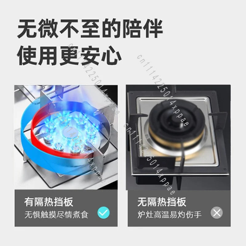 Double Burner,  High-fire Three-burner Gas Stove, Embedded Desktop Liquefied Gas Natural Timer Three-hole Stove