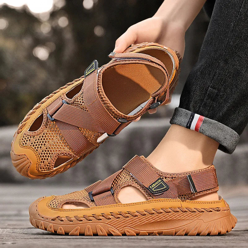 Summer Men Sandals Genuine Leather Mens Casual Shoes Outdoor Men Leather Sandals for Men Beach Shoes Roman mens Shoes