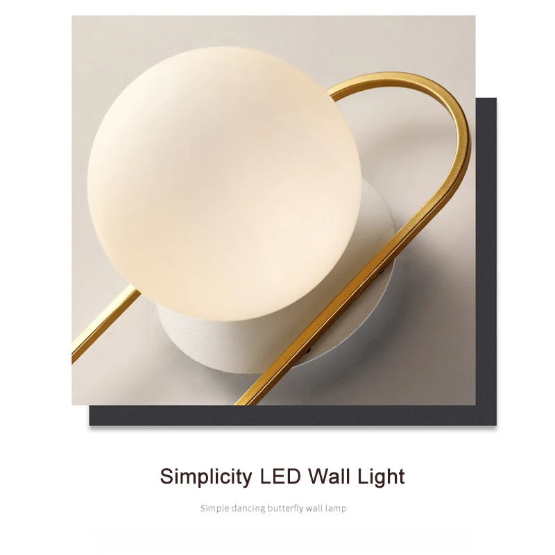 Modern LED Wall Lamps Black Gold Glass Ball Wall Sconces Living Rom Bedroom Hotel Decor Wall Lights Bedside Lights Aisle Lamp G9
