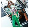 2024 Women's Casual Sports Suits Spring New Print Jacket+Lenght Pants Two Sets Lady Sportswear Suit racksuits Set 6XL