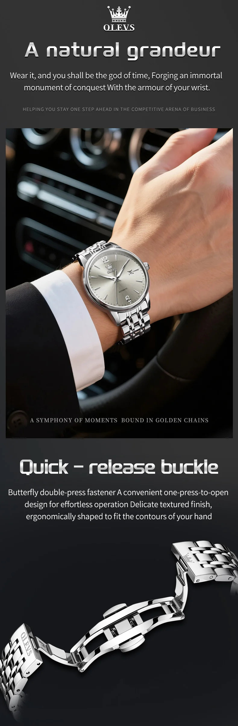 OLEVS 6741 Men Mechanical Watches 2025 New Luxury Automatic Watch Men Sapphire crystal Waterproof Moon Wrist Watch For Men