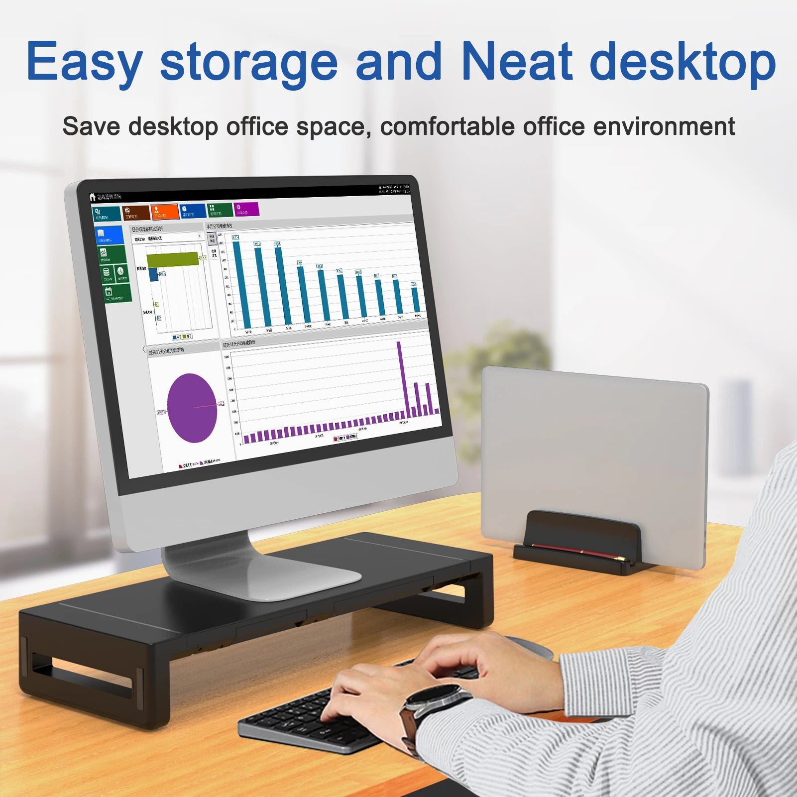 Vertical Laptop Stand, 3 Slots  Desk Laptop Holder & Laptop Docking Station Stand for MacBook, Tablet, Phone - Universal