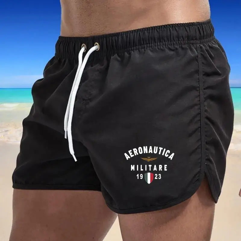 2024 Men's Fashion Printed Swimming Shorts Quick-Drying Beach Suit Breathable Drawstring Pocket