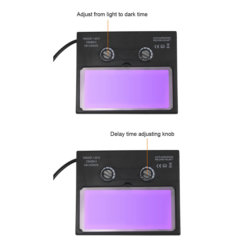 Solar Welding Facemask Auto Darkening Heat Insulation Head-mounted Large View Automatic Dimming Face Shield Arc Welding Helmet