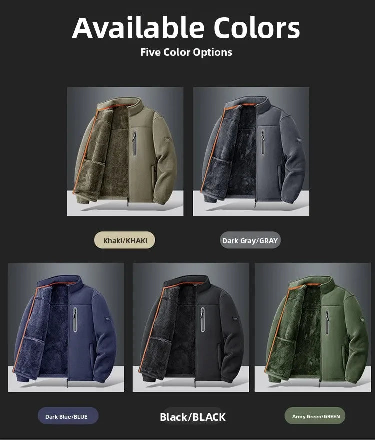 Winter Jacket Men's Fleece Jacket Winter Thickened Zip Up Coat Outdoor Thermal Warm Fleecewear For Sports Men's Winter Jacket
