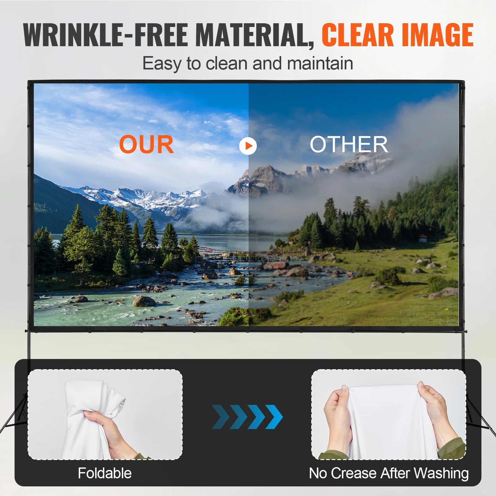 SucceBuy Projector Screen w/ Stand 150in 16:9 4K 1080 HD Portable Projection Screen for Home Office Garden Moive Theater Cinema