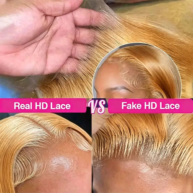 200 Density 27 Honey Blonde HD Lace Frontal Human Hair Wig 13x4 HD Transparent 30 Inch Straight Hair Lace Front Wig Pre-Plucked Pre-Trimmed Lace Frontal Wig