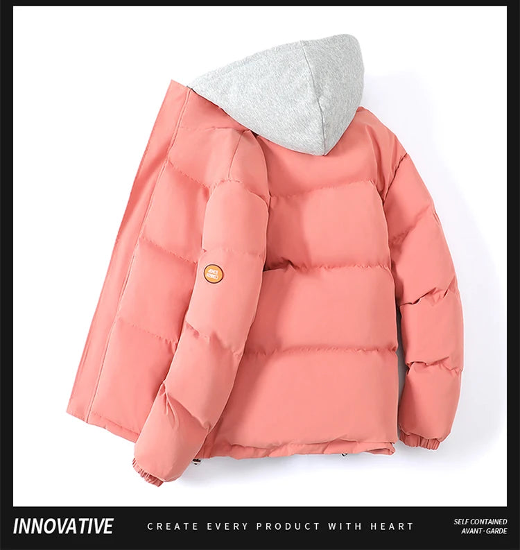 Outdoor Warm Snow Men's Long Coat Parkas Clothes New Fake Two-piece Cotton Jacket Men's Puffer Parka Winter Hooded Jacket