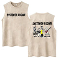 System of A Down Vintage Washed Tank Tops Men's Rock Alternative Metal Cartoon Graphic Sleeveless Vests T-shirt Male T Shirts