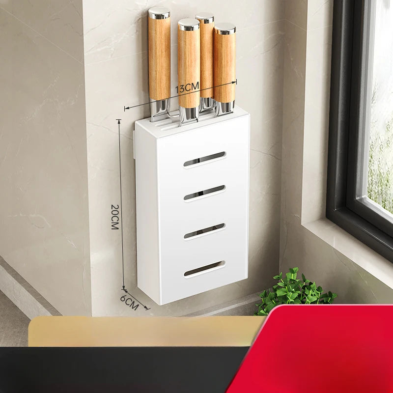 Kitchen knife holder, knife rack, non-perforation, wall-mounted storage box, kitchen organizer  kitchen items