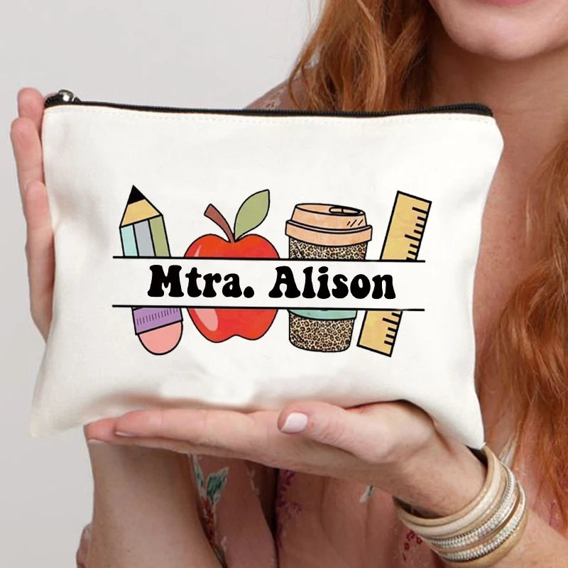Teacher Name Custom Makeup Bag Best Graduation Gift for Teachers Pencil Case Back To School Gift for Teacher Women Purse