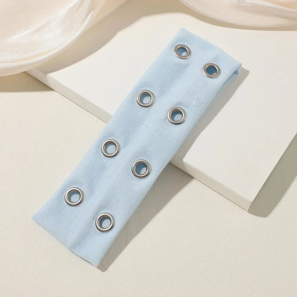 Y2K Girl Hollowed Out Wide Elastic Headband With Eyelets Punk Headwrap Rock Grunge Stretchy Headbands for Women Hair Accessories