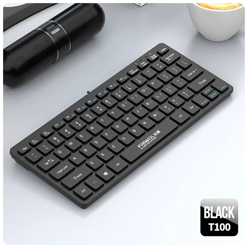 FRIWOL KT-100 Wired  Keyboard Mouse Set 78 Key Mini Portable Keyboard USB Desktop Laptop Office Home Light voice