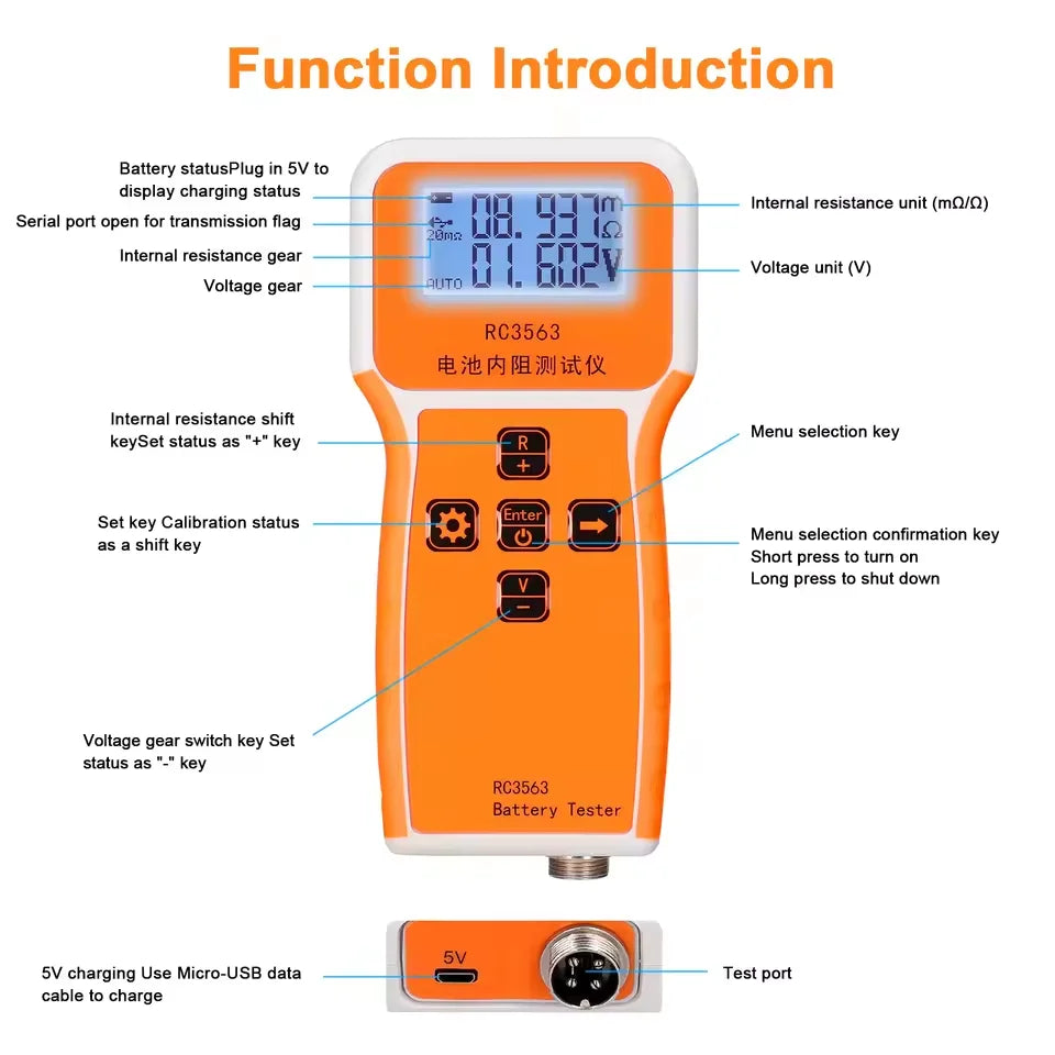 RC3563 Battery Voltage Internal Resistance Tester High-precision Trithium Lithium Iron Phosphate 18650 Battery Tester Ohmmeter