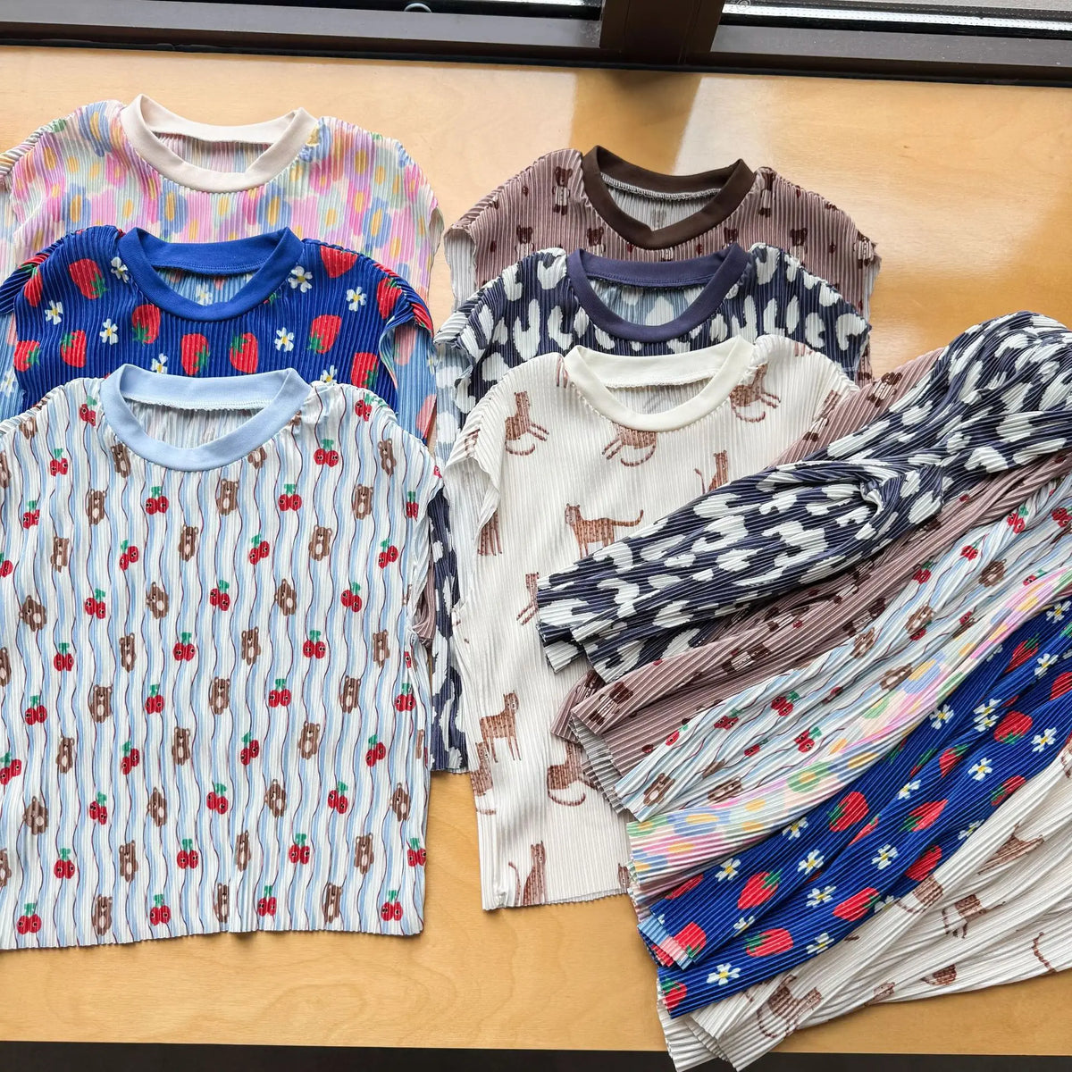 2026 New Infants Kids Matching Clothing Set Cartoon Print Pleated 2 Pieces Suit Tank Top Trousers Soft Loose Streetwear Homewear