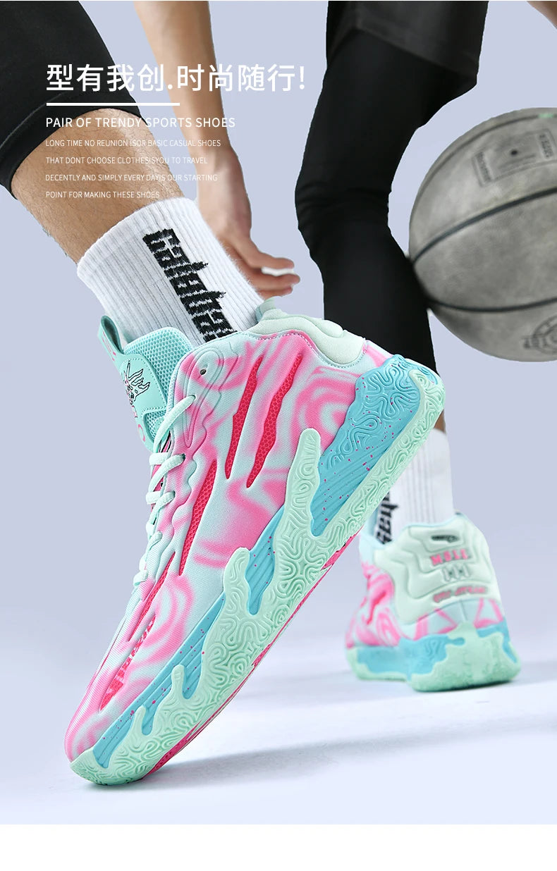 Men Basketball Shoes Field Training High-top Comfortable Non-slip Sports Footwear Luxury Lace-up Flat Sneaker for Men Traf Homme